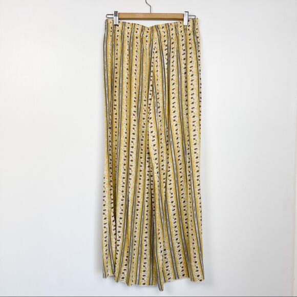 Free People Take Your Tie Off Pants Yellow Satin - Picture 5 of 7